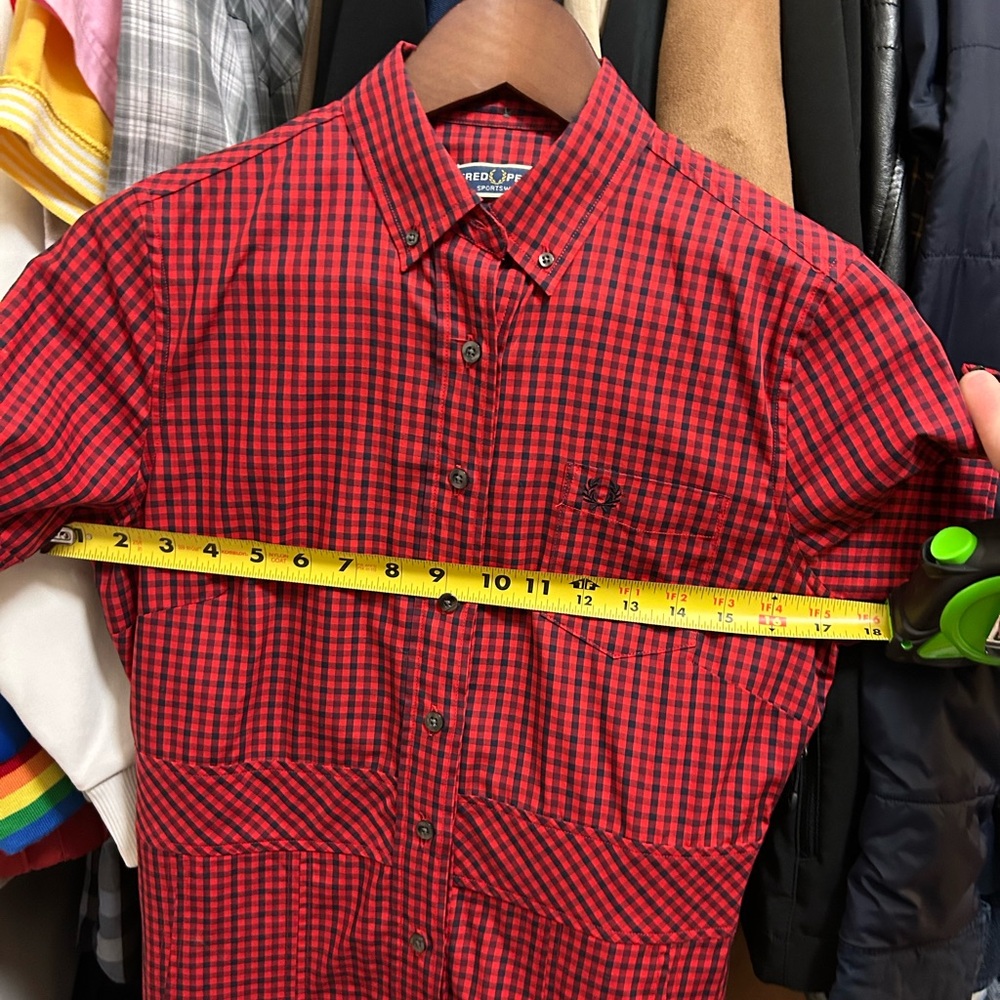 Fred Perry Red and Black Gingham Mini Dress - Picture 11 of 12